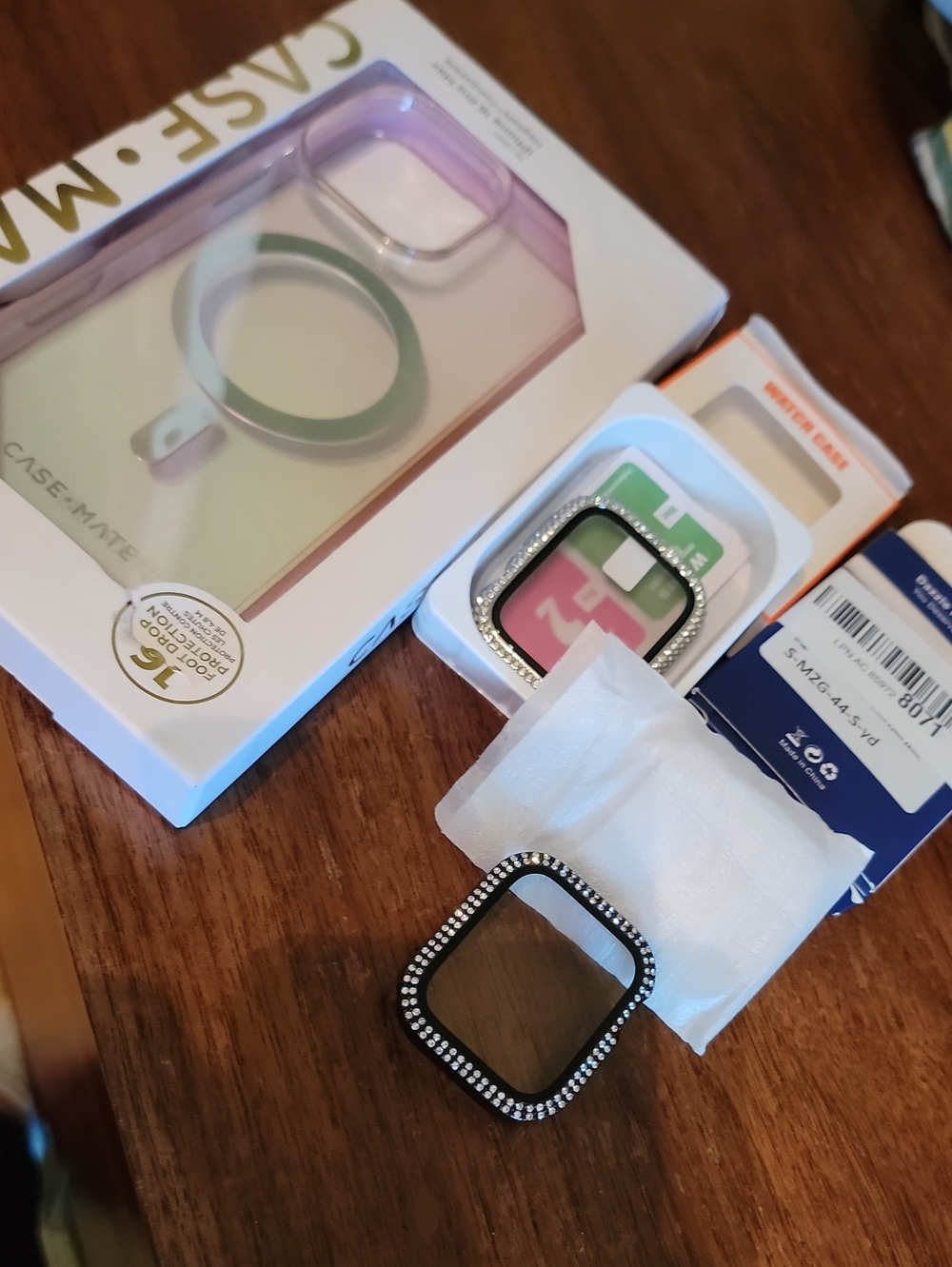 Case-Mate And Two Black Rhinestone Apple Watch Screen Protector Frame